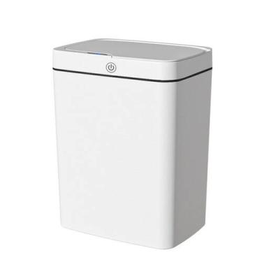Imagem de Lixeira Automática Retangular 14 Litros com Sensor Branca - Globalmix