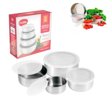Imagem de Conjunto 5 Pote Em Inox Com Tampa Guarda Alimentos Higiênico - Clink