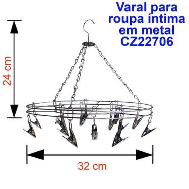Imagem de Varal de Roupas Intimas Prendedores em Metal Multiuso Peças Meia Calci