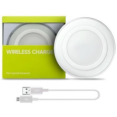 Imagem de Base Carregadora Por Indução Qi Wireless Sem Fio Portátil Para Mesa Escritório - Branco