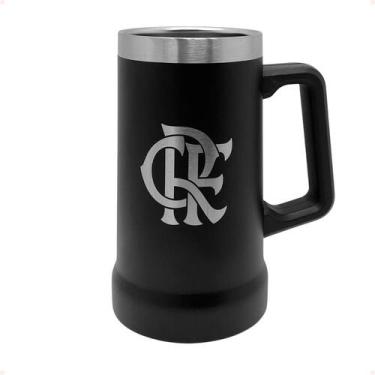 Imagem de Caneca Térmica do CR Flamengo Preta 700ml Inox Oficial - Cebola e Tatu