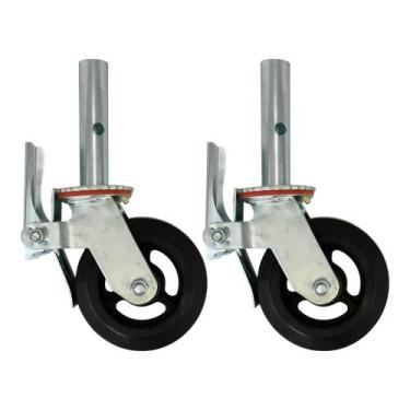 Imagem de Kit com 2 Roda Para Andaime Rodízio De Borracha E Ferro 330mm 200kg - 