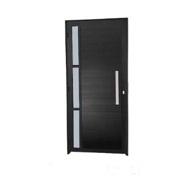 Imagem de Porta Lambril com Puxador e Vidro Lateral Alumínio Branco ou Preto Lin