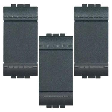 Imagem de Kit 3 Pulsador Living Light Preto 10A 250V Bticino Pial