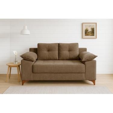 Imagem de Sofá Ibiza 2 Lugares Casal Conforto com Revestimento em Tecido Aveludado Sala de Estar Casa Imperial Avelã 205