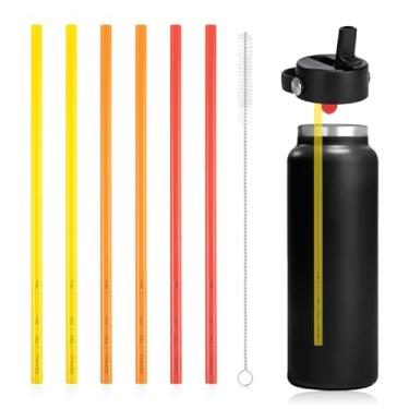 Imagem de 6 canudos de substituição para garrafa de boca larga Hydro Flask 946 ml, canudos de plástico reutilizáveis sem BPA para Hydroflask 18/40/1,8 g Acessórios de substituição de copo de tampa de canudo