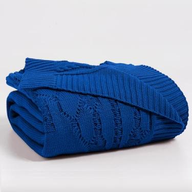 Imagem de Manta Peseira para Cama Queen Tricot Realeza Elegante (Safira)