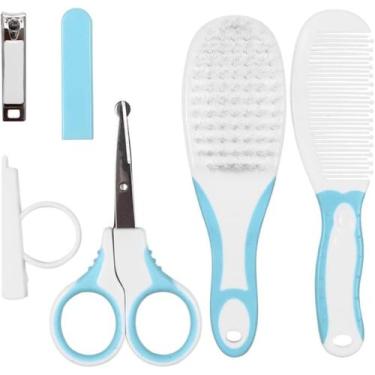 Imagem de Kit Cuidados Higiene Escova Pente Tesoura  Cortador de Unha - Buba, Az