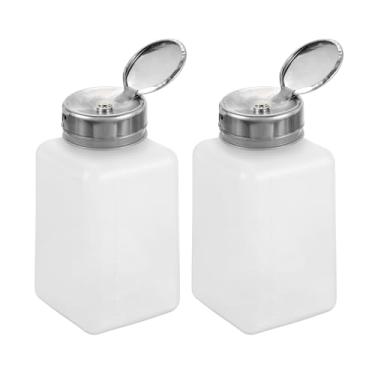 Imagem de Dispensador de álcool solvente, 200 ml, removedor de esmalte de unhas, dispensador de líquido com cabeça de pressão de aço inoxidável para removedor de esmalte de acetona, branco