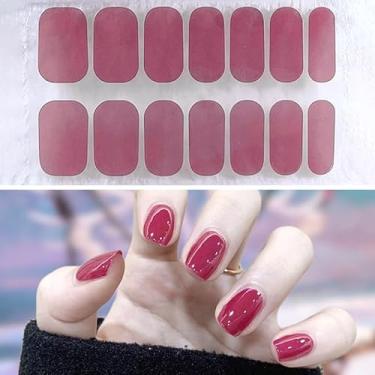 Imagem de Tiras de unhas chiques para mulheres - autoadesivos, adesivos de unhas de gel à prova d'água com detalhes em glitter, cobertura total, decalques de manicure modernos rápidos e fáceis, vermelho rosa