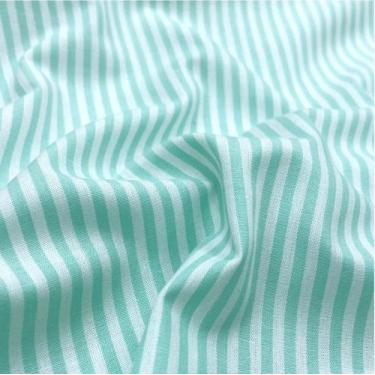 Imagem de Tecido Tricoline Listrado Fio Tinto - Listras 3 mm - Verde Água - Teci