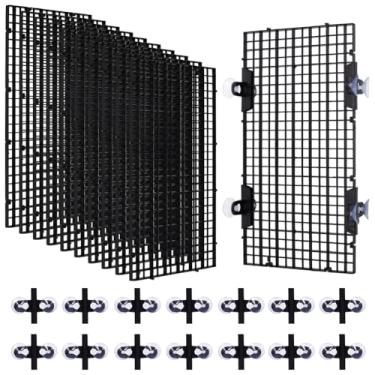 Imagem de BENECREAT 12 peças divisórias de plástico para aquário com 24 ventosas, placa de grade de isolamento de aquário de 29 x 15 cm para separar peixes diferentes, preto