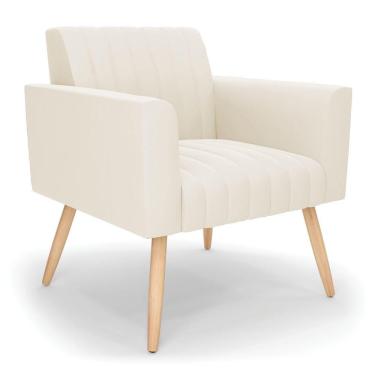 Imagem de Poltrona Viena Gomada Veludo Pés Palito Natural - D'rossi Cor Bege