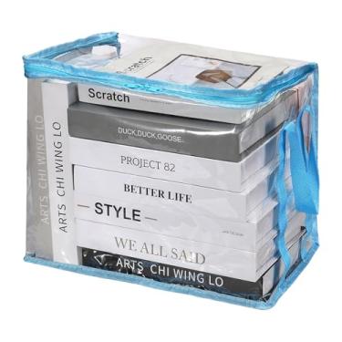 Imagem de PATIKIL Sacos de armazenamento transparentes de 38 x 24 x 32 cm, sacos de armazenamento de plástico transparentes pequenos organizadores com zíper, organizador de lençóis de cama dobrável com alças de