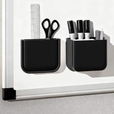 Imagem de Suporte de caneta – Organizador de compartimento ajustável para produtos de escritório, material ABS durável para escritório/casa, preto