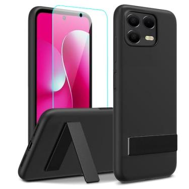 Imagem de Nijiadi Capa de telefone compatível com T-Mobile REVVL 8 Pro/T Phone 3 Pro 5G com protetor de tela, [3 formas de suporte] Capa protetora de silicone TPU para REVVL 8Pro 5G 2025 - preta