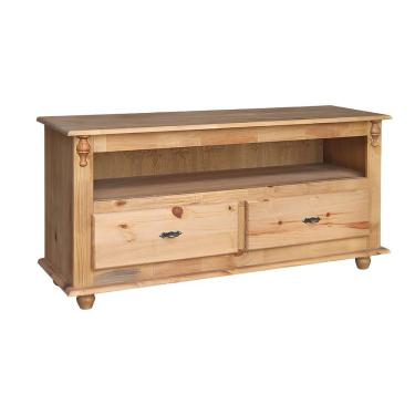 Imagem de Rack Para Tv 45 Polegadas 2 Gavetas Nicho Pés Torneados - Cera (madeira Bruta)