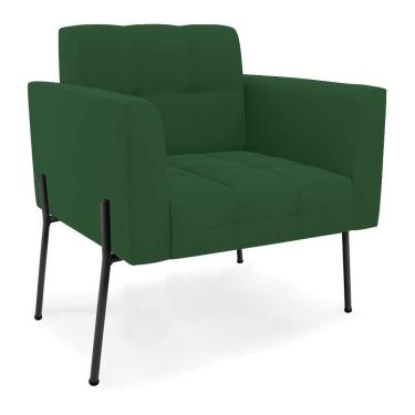 Imagem de Poltrona Pé De Ferro Preto Para Sala Elisa Veludo Verde D03 - D'rossi