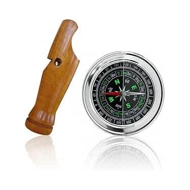 Imagem de Apito Saracura Modelo 35 + Bússola Profissional 7,5 Portátil Camping Caça Trilha