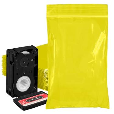 Imagem de PUREVACY Sacos amarelos com zíper para embalagem, 15 x 23 cm. Pacote com 1000 sacos de plástico. Sacos de plástico recicláveis. Sacos de zíper de polietileno de 2 mm de espessura. Saco reciclável com