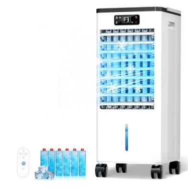 Imagem de Feculs Refrigerador de ar evaporativo, condicionadores de ar portáteis 3 em 1, refrigerador de pântano, 3 velocidades e 4 modos, tanque de água de 2 galões para resfriamento, controle remoto de 16 pés