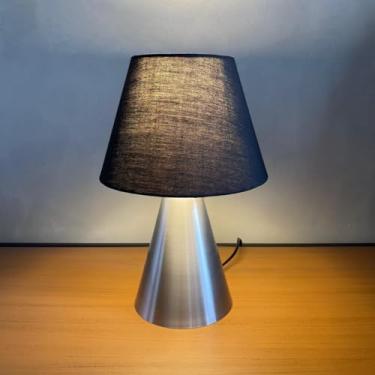 Imagem de Abajur Luminária De Mesa Clássica Cone Escovado Com Cúpula algodão preta Para Decoração Casa e Sala, Escritório, Quarto e Cabeceira Cama