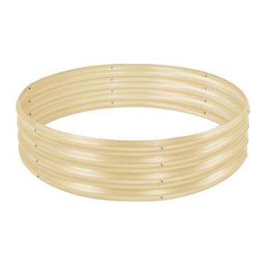 Imagem de Land Guard Kit de cama de jardim elevado galvanizado de 2 × 2 m, caixas de jardim elevadas redondas galvanizadas ao ar livre, grandes canteiros de jardim elevados de metal para vegetais, amarelo