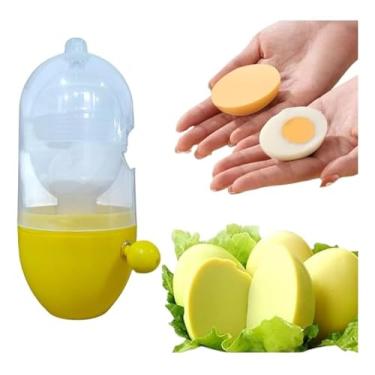 Imagem de Misturador de Ovos e Gema Dourado Manual Com Corda Mistura Clara e Gema Batedor Girador Amarelo Branco