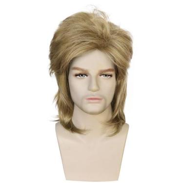 Imagem de Peruca masculina, loira, salmonete, 30 cm, traje de cabelo sintético, 