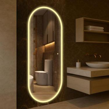 Imagem de Espelho Led Jateado Touch Bivolt Luxo Decoração Sala Cozinha Quarto Ba