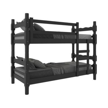 Imagem de Beliche Madeira Maciça - Vira 2 Camas - Com Colchões Inclusos Porto Multimóveis Vcr4159 Preto Preto