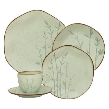 Imagem de Jogo De Jantar 20 Peças Ryo Chá Bambu Porcelana Oxford