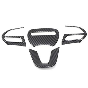 Imagem de Bishop Tate Para Dodge Challenger, Charger 2015-2022 capas de volante interior de carro acabamento ABS fibra de carbono acessórios pretos 4 peças