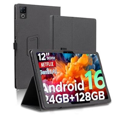 Imagem de AKNICI Capa para tablet DOOGEE U12 de 12 polegadas, capa protetora dobrável de couro sintético premium com ímã de alça de mão