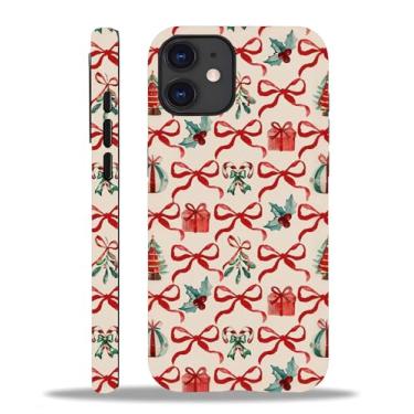 Imagem de XUNBOTINGS Compatível com capa de telefone magnética, capa de telefone com laço de fita de árvore de Natal, linda capa protetora de colagem de arco estético para mulheres e meninas (para iPhone 15