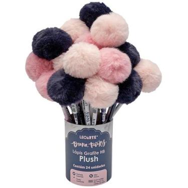 Imagem de Lapis Preto Redondo Decorado Bruna Tavares Pompom HB 3COR POTE-24 - Le