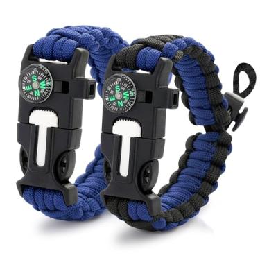 Imagem de Pulseiras táticas de paracord para homens – Pulseira de sobrevivência para uso diário com cordão de nylon – Acessório de mão elegante com fivela de liberação rápida para acampamento, caminhada