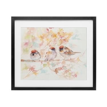 Imagem de Stupell Industries Impressão emoldurada branca trio de pássaros em ramo de aquarela sob vidro, design por Cady Driver, 43 x 53 cm