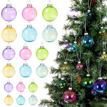 Imagem de VioraWhite Conjunto de 18 peças de enfeites de bola de Natal neon de vidro de 3,5 cm, 4,9 cm, 6,8 cm, coloridas, iridescentes, coloridas, iridescentes, bolas para decoração de árvore de Natal para