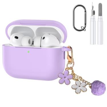 Imagem de Compatível com AirPods Pro 3 2025, capa protetora de silicone macio premium para Apple AirPods Pro 3ª geração com kit de limpeza, mosquetão e chaveiro, acessórios para mulheres e meninas