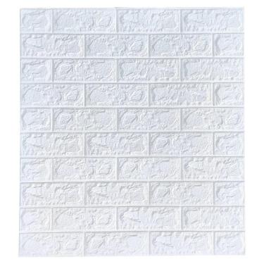 Imagem de Kit 10 Placa Painel 3D Tijolo Branco Auto Adesivo 70 X 77 Cm