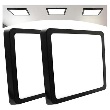 Imagem de Kit 2 Plafon Led Preto 30X30 Sob Branco Frio 6500K 127/220V