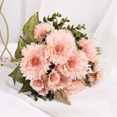 Imagem de Um conjunto de crisântemos artificiais buquês de flores de seda bola de crisântemo falsa mãe mães artificiais para atividades ao ar livre bola de seda sintética flor para decoração de mesa de casa