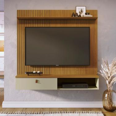 Imagem de Painel Tv 55 Pol 141cm Bancada Suspensa Para Sala Seluna M20 - D'rossi Cor Cumaru E Opala