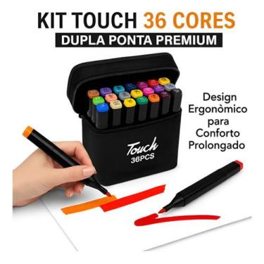 Imagem de Kit De Canetas Marcador Ponta Dupla 36 Cores Para Pintar - Otemu, Pret