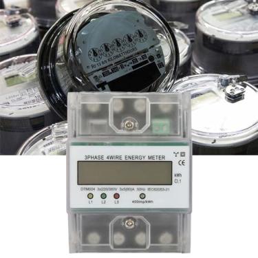Imagem de Medidor de Energia Elétrica Digital de Consumo de Energia Medidor Trifásico 4P KWh Com Display LCD Transparente Com Retroiluminação LCD -20-55 Graus Celsius Ampla Utilização