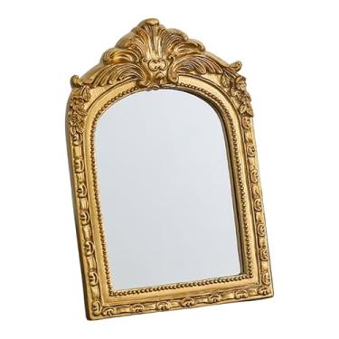 Imagem de Generic Espelho de mesa vintage para penteadeira, espelho decorativo com moldura arqueada em resina para maquiagem, ideal para maquiadores no Natal, 12cm X 2cm X 18cm