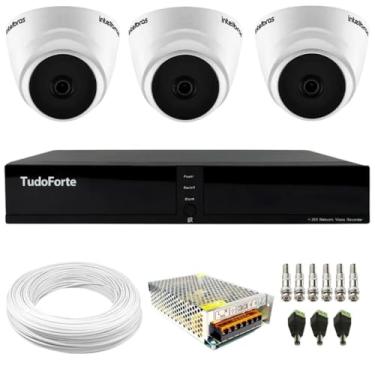 Imagem de Kit 3 Câmeras Intelbras VHL 1120 D Dome HD 720p 3.6mm Visão Noturna 20m + Dvr Tudo Forte TFHDX 3304 4 Canais
