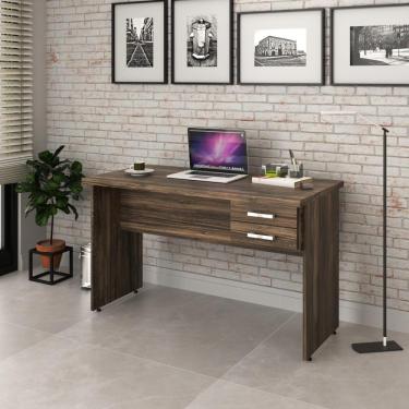 Imagem de Mesa Escrivaninha De Escritório 1,20m Tampo 30mm C-02gavetas Carvalho Dark