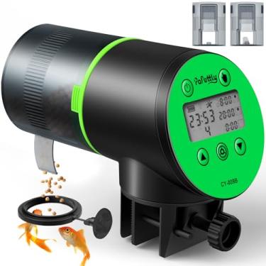 Imagem de Alimentador automático de peixes para aquário, dispensador automático de alimentos para peixes com temporizador e anel de alimentação, à prova de umidade, alimentador inteligente de férias para